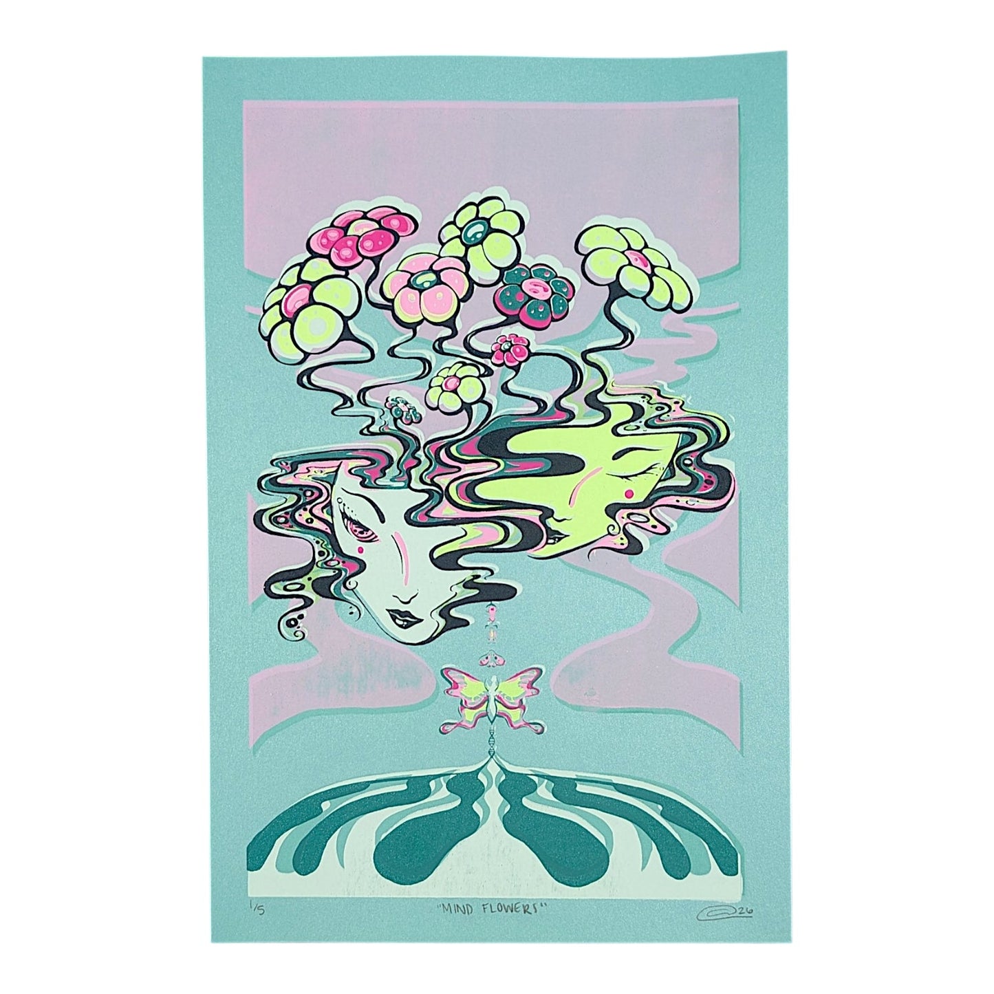 Chandler Condon "Mind Flowers (Turquoise Shimmer)" Print