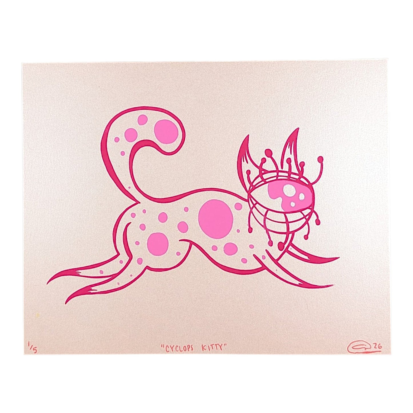 Chandler Condon "Cyclops Kitty (Pink Shimmer)" Print