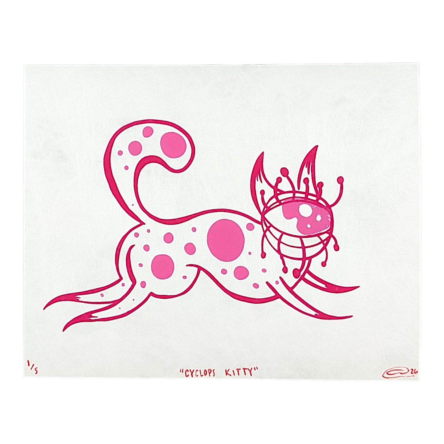 Chandler Condon "Cyclops Kitty (White Japanese Paper)" Print