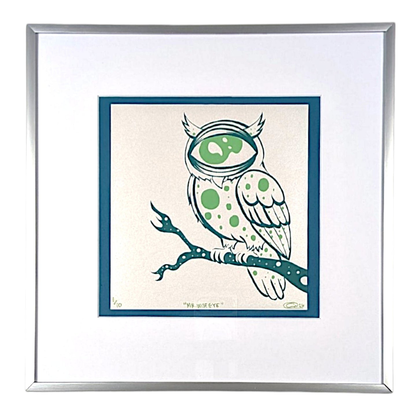 Chandler Condon "Mr. Wise Eye (White Shimmer)" Print - Framed