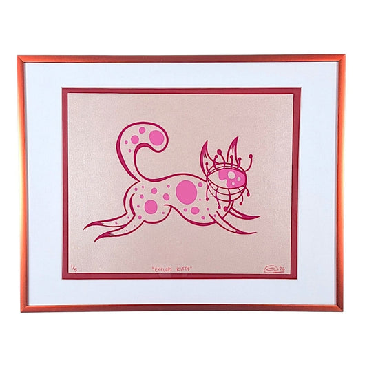 Chandler Condon "Cyclops Kitty (Pink Shimmer)" Print - Framed