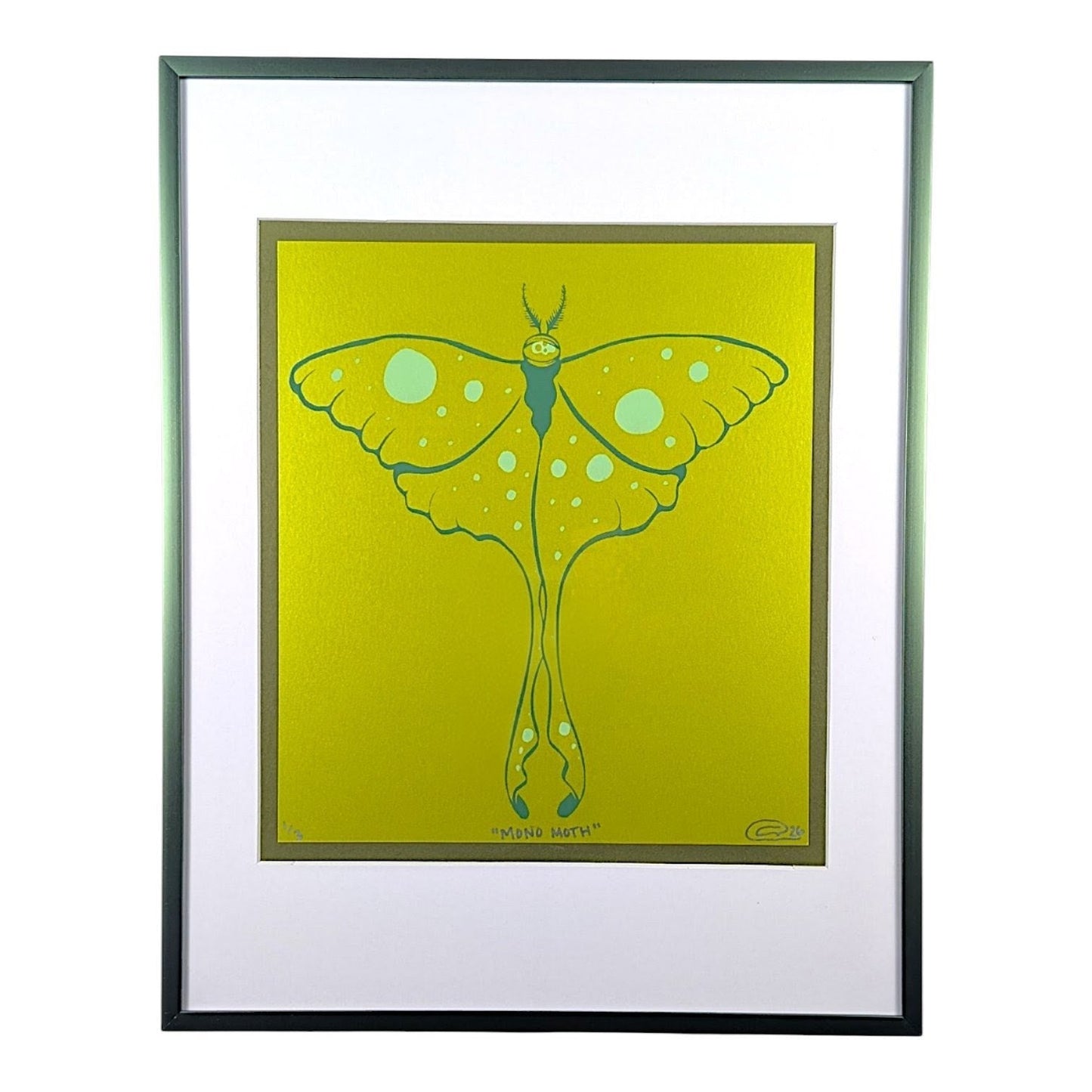Chandler Condon "MonoMoth (Chartreuse Shimmer)" Print - Framed